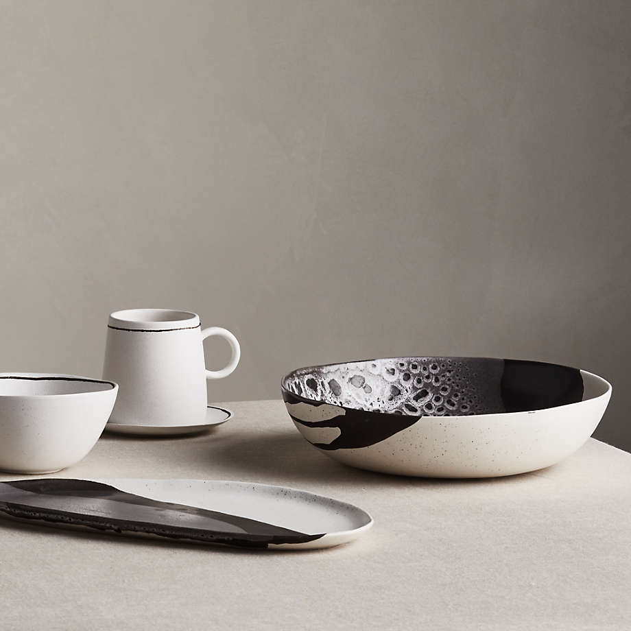 Black and white serving bowls top