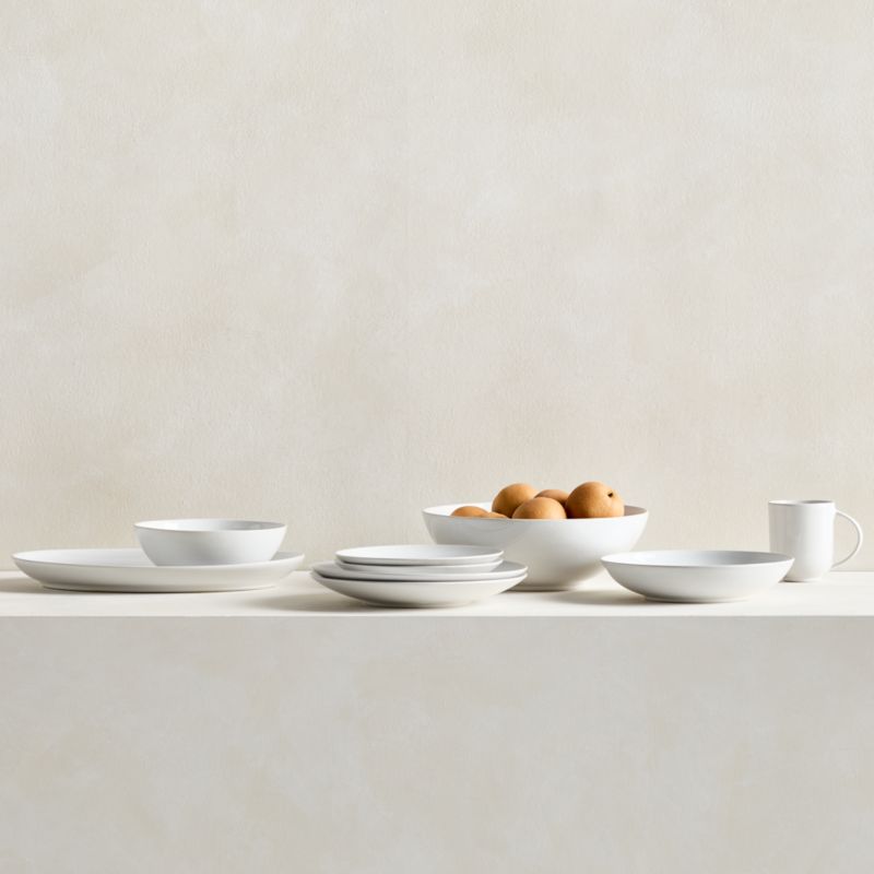 Craft White Stoneware Low Bowls, Set of 8