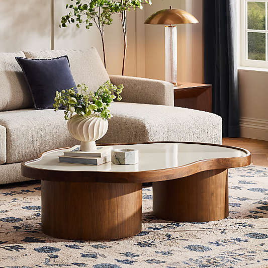 Roland 60" Natural Walnut and Tadelakt Coffee Table by Venus Williams