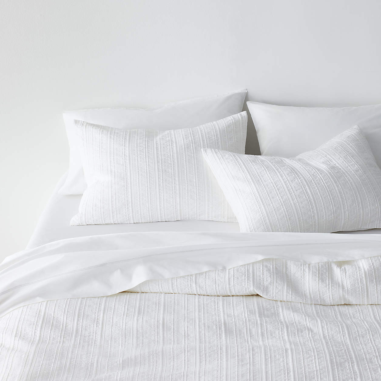 Organic Cotton White Textured Duvet Covers Crate & Barrel