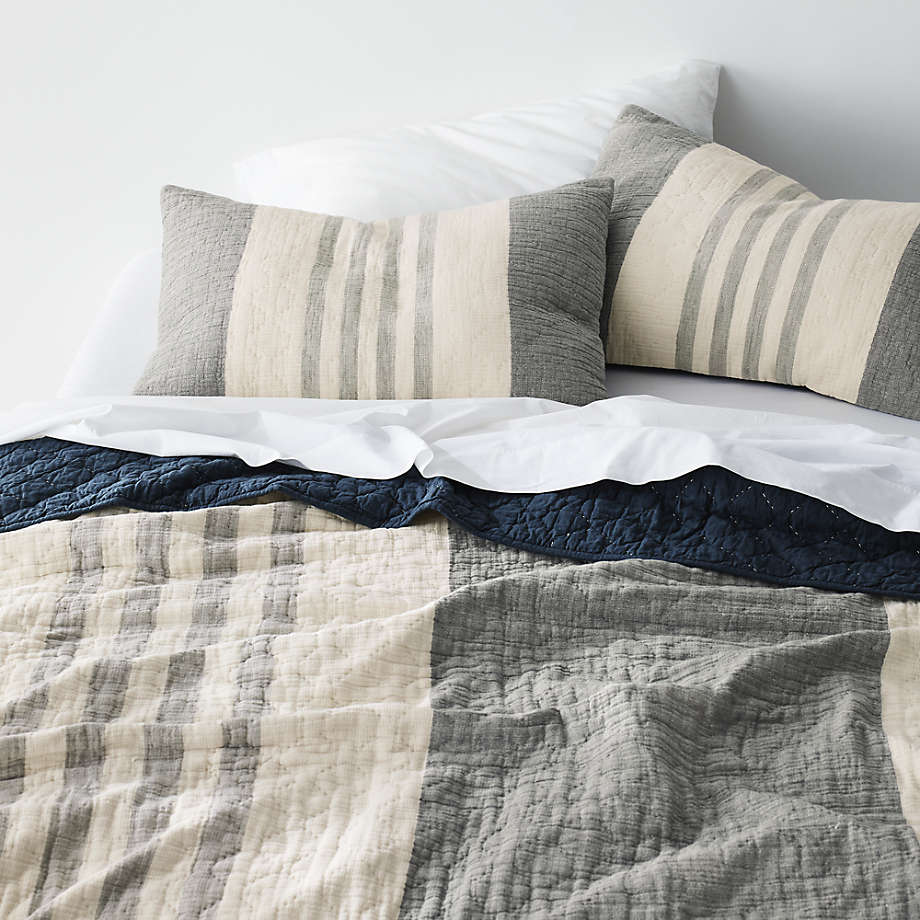 Laurentis Blue Crinkle Stripe Euro Sham Reviews Crate Barrel