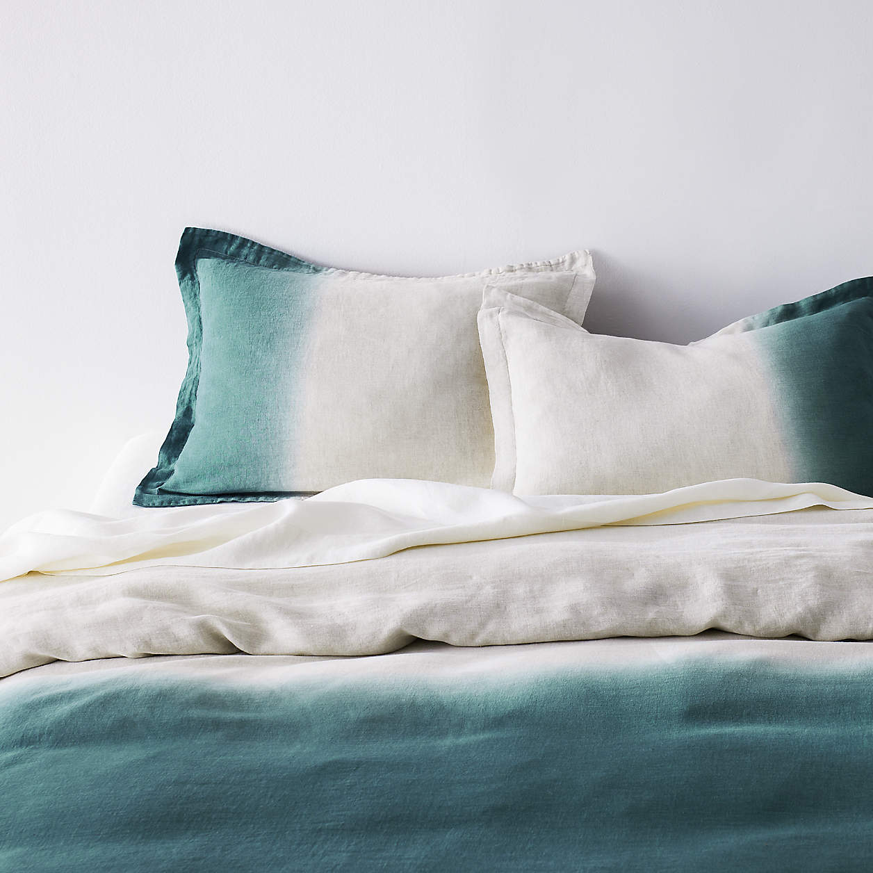 Pure Linen DipDye Blue Duvet Covers and Pillow Shams Crate & Barrel