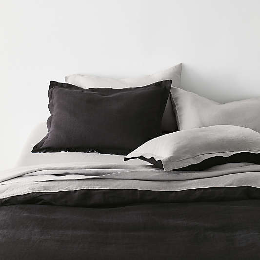 Black/Grey Natural Hemp Fiber Reversible Duvet Covers and Pillow Shams