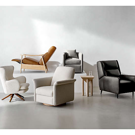 Powell White Fabric Wingback Swivel Accent Chair