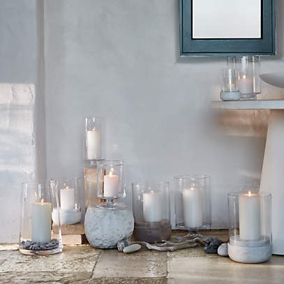 Silver and glass 2025 hurricane candle holders