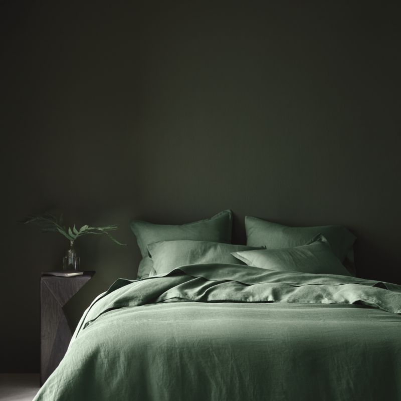 Pure Linen Duck Green Queen Sheet Set - image 1 of 5