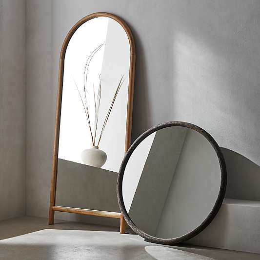 Natia Oak Arch Floor Mirror 30"x70"