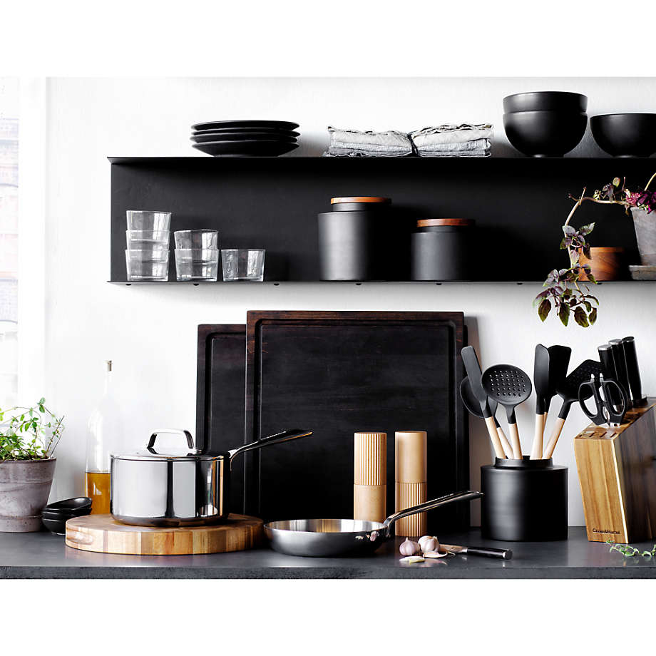 Crate & Barrel Wood and White Silicone Utensils