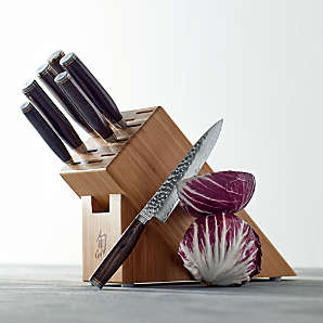 Premiere Titanium Cutlery 8-Piece Knife Block Set with Walnut Handles