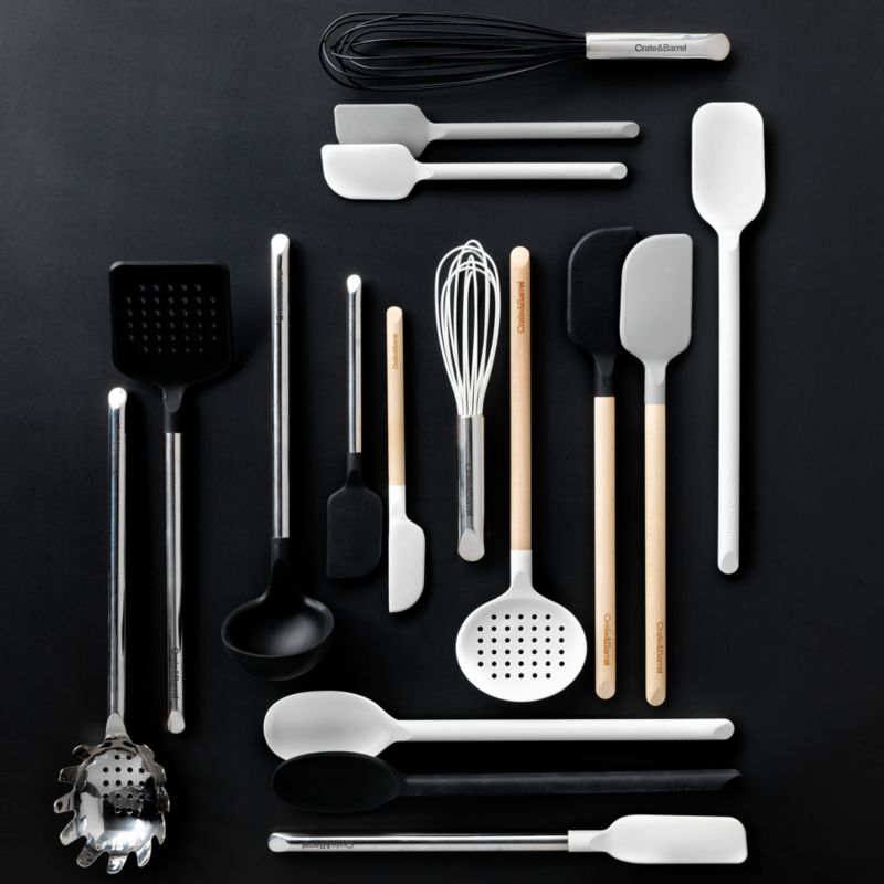 Crate & Barrel Wood and White Silicone Utensils - image 2 of 4