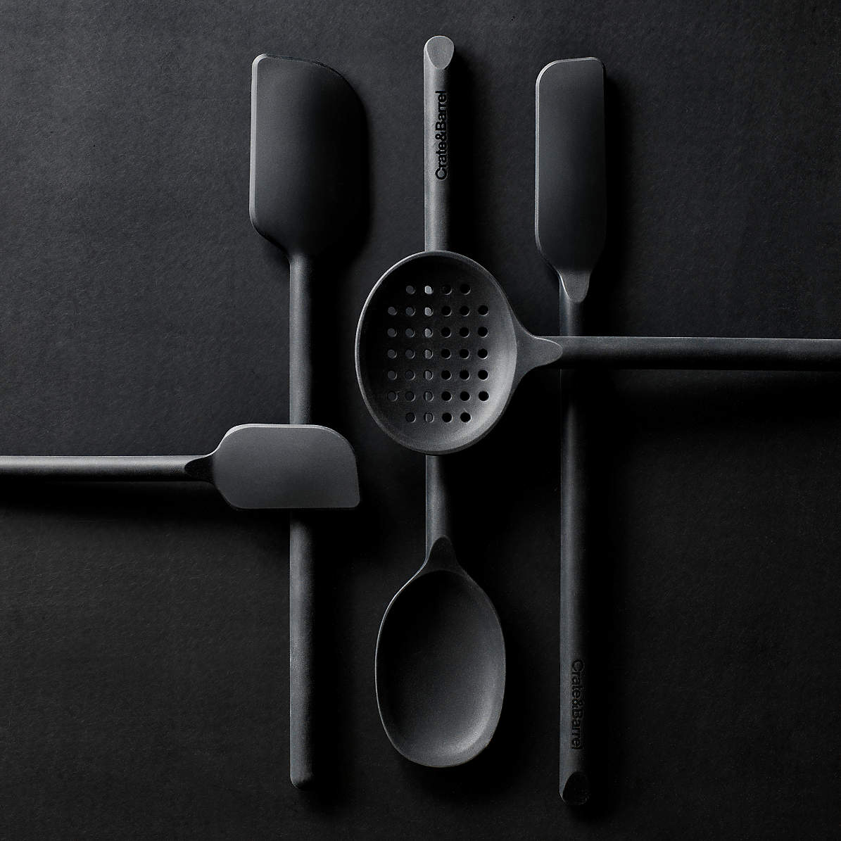 Crate & Barrel Black Silicone and Stainless Steel Jar Scraper +