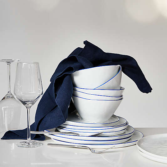 Mercer Blue Rim Porcelain Cereal Bowl