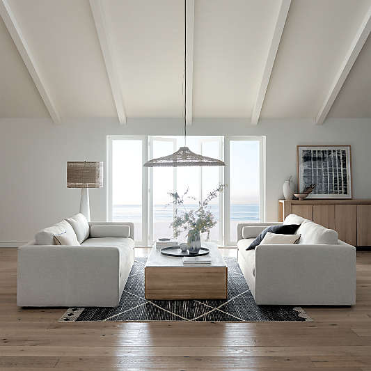 Santorini White Plaster Floor Lamp with Woven Shade 61.5"