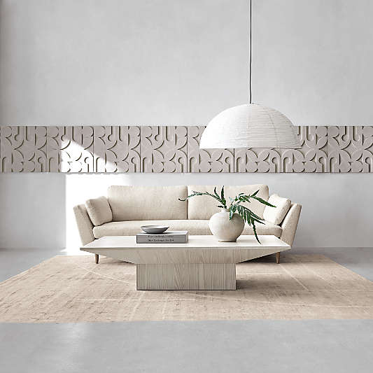 'Fyre 24' Hand-Carved White Tile Wall Art Decor 24"x1.5"