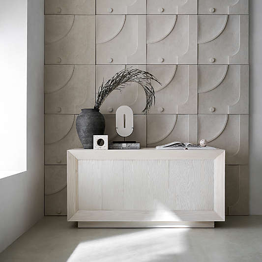 "Taso" Hand-Carved White Tile Wall Decor 24"