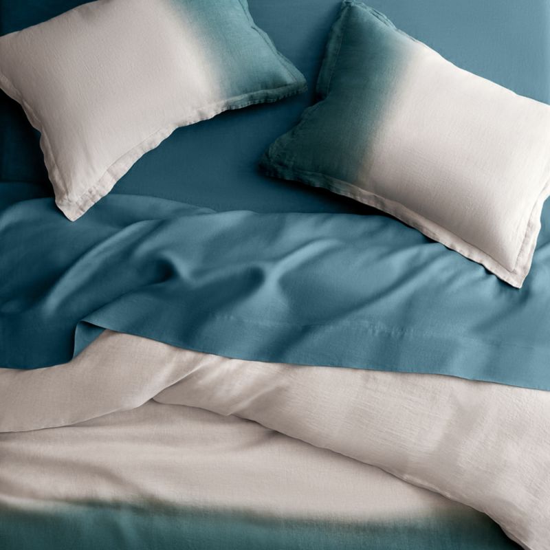 Pure Linen Dip-Dye Blue Euro Sham - image 2 of 4