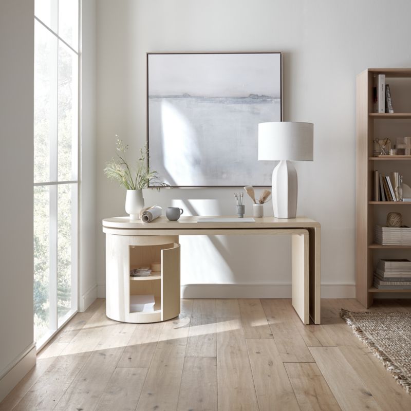 Twist Whitewashed Ash Rotating Large Desk with Storage - image 3 of 15