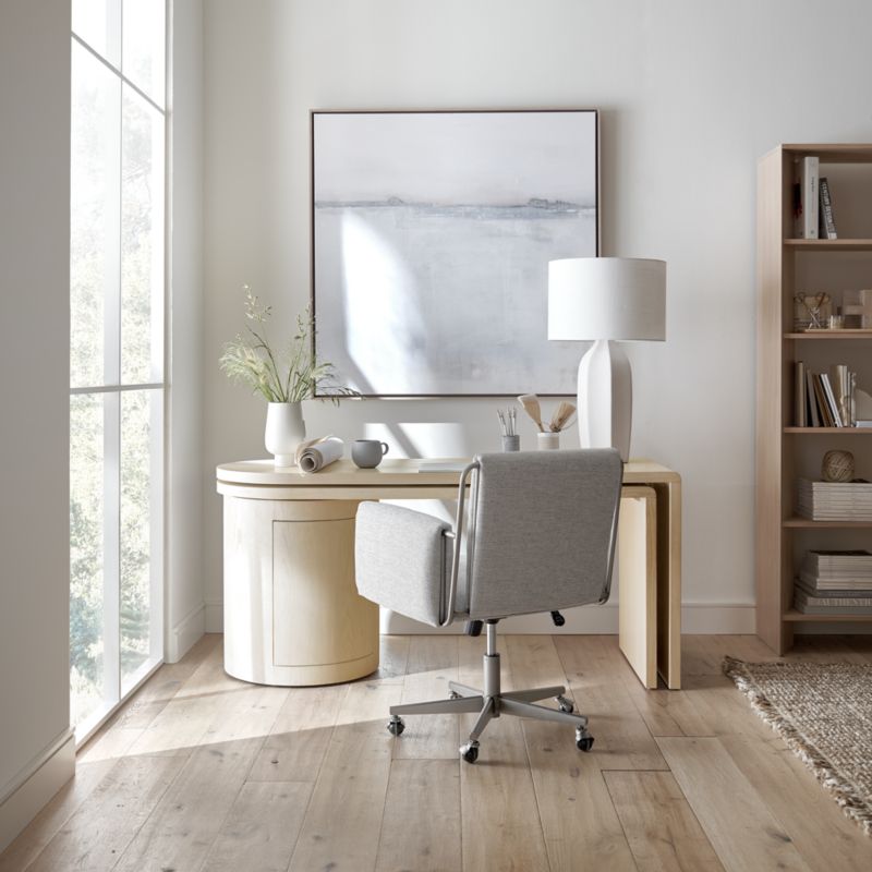 Twist Whitewashed Ash Rotating Large Desk with Storage - image 4 of 15