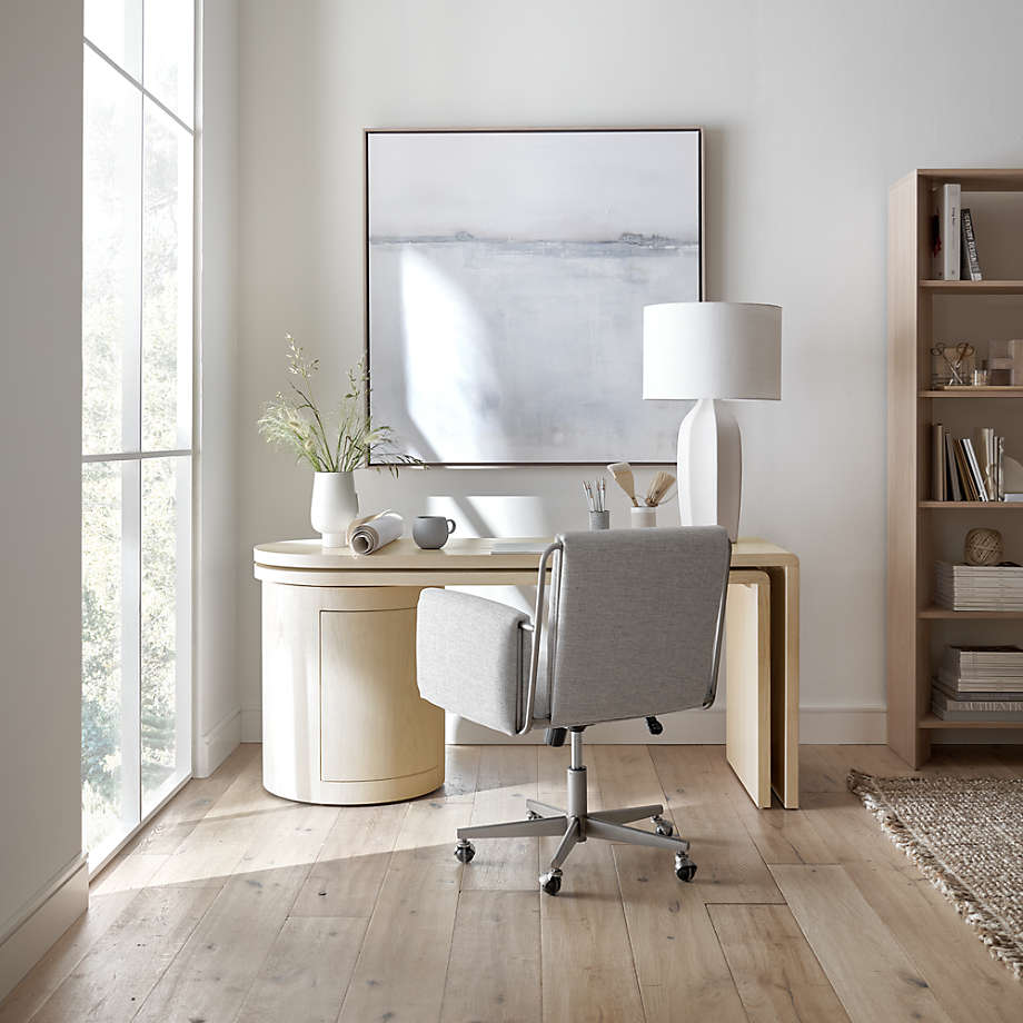 Twist Whitewashed Ash Wood Rotating Desk Reviews Crate Barrel