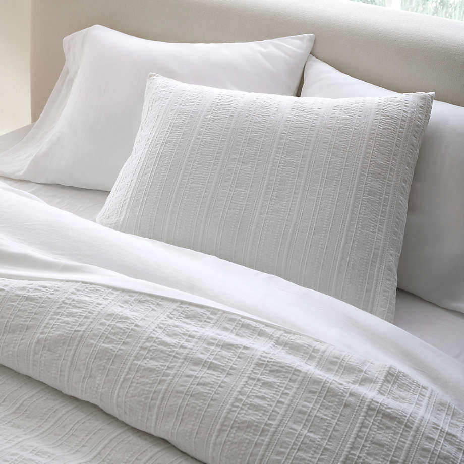 Organic Cotton White Textured King Sham Reviews Crate Barrel