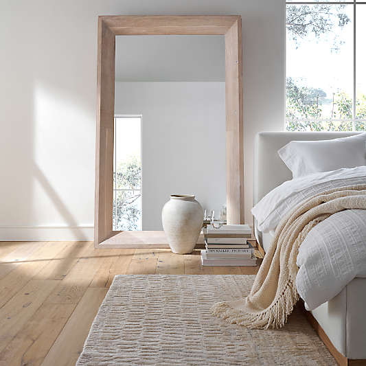 Solomon Whitewashed Wood Floor Mirror 47"x75"