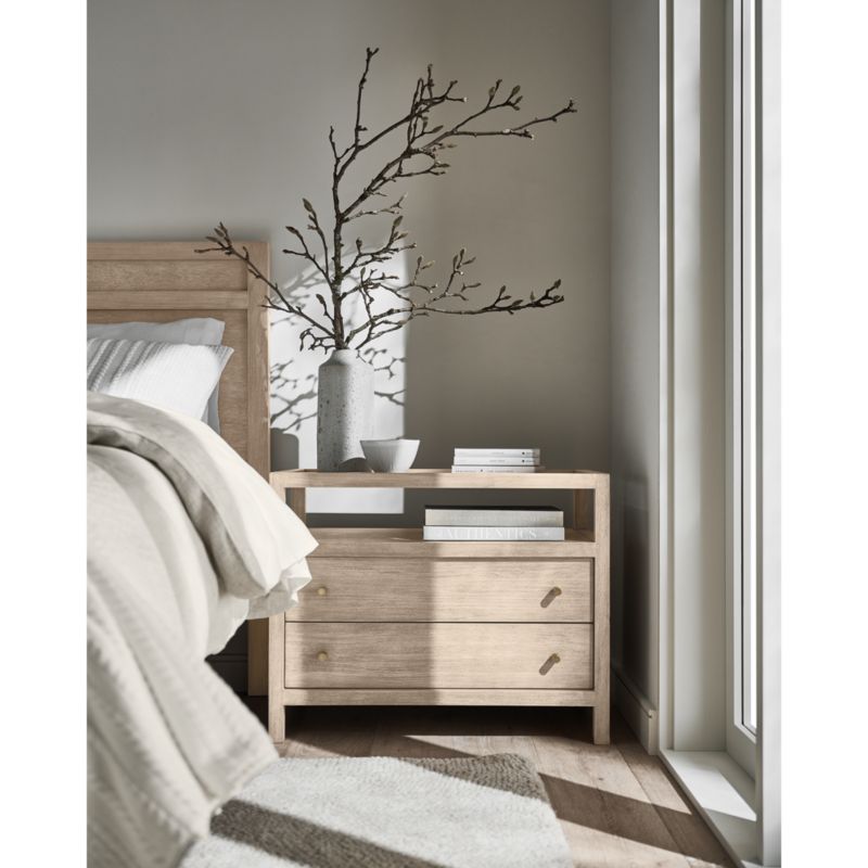 Keane Weathered Natural Wood Charging Nightstand