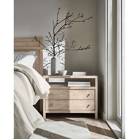 Keane Weathered Natural Solid Wood Charging Nightstand