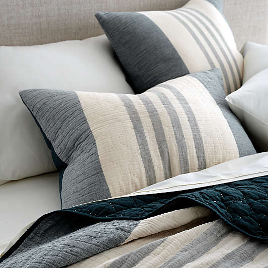 Organic Laurentis Blue Crinkle Stripe King Sham