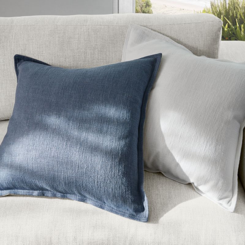 20"x20" Laundered Linen Throw Pillow with Feather Insert