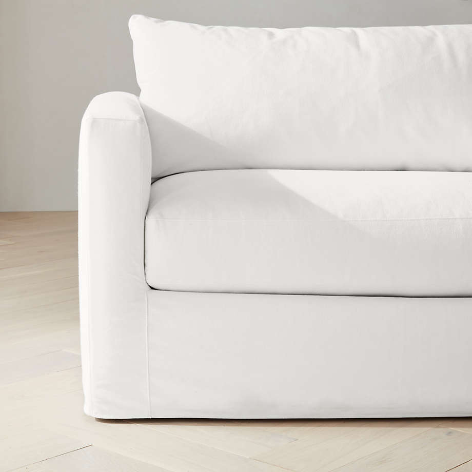 Serena Slipcover Bench Cushion Sofa, White Linen