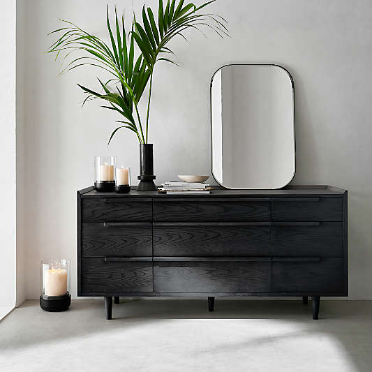 Tate 68" Black Wood 9-Drawer Dresser