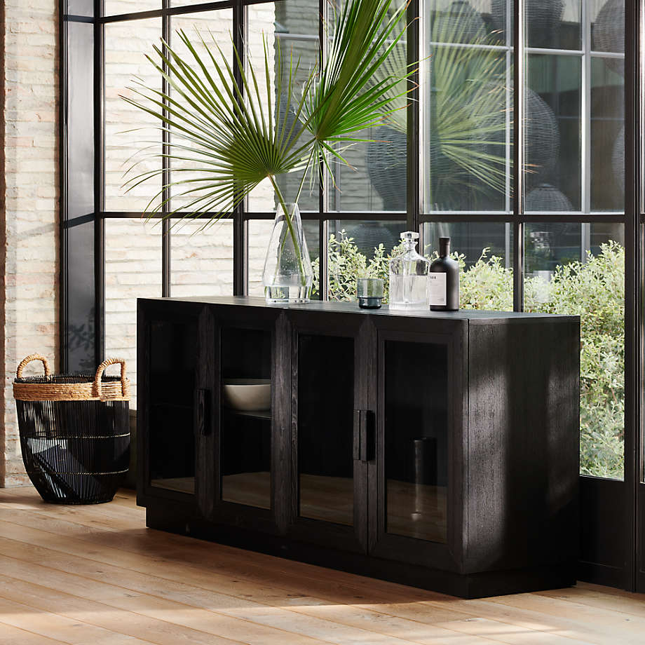Black and deals wood media console
