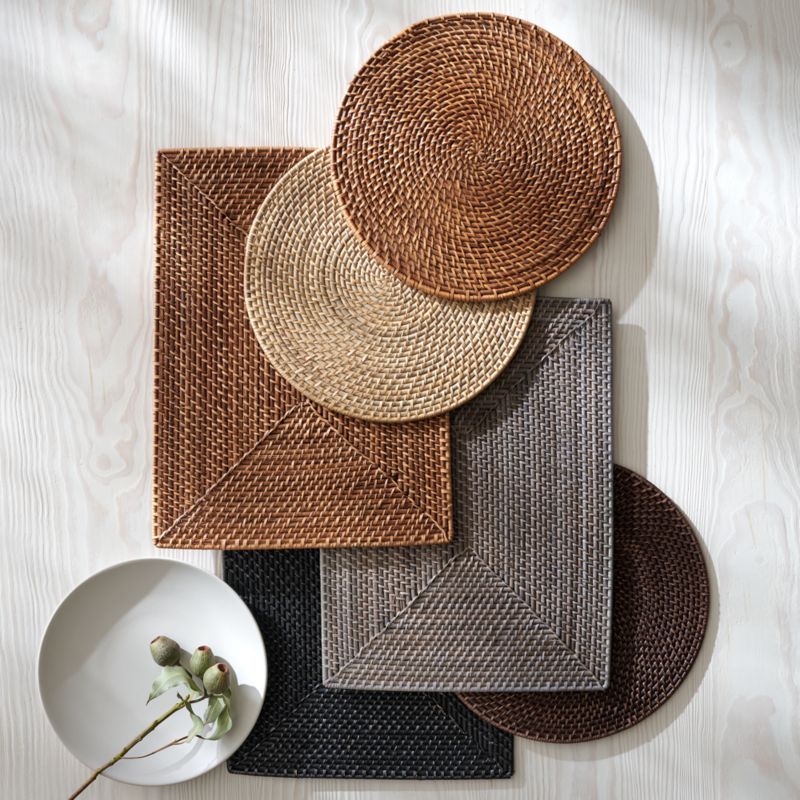 Artesia Round Dark Brown Woven Rattan Placemat