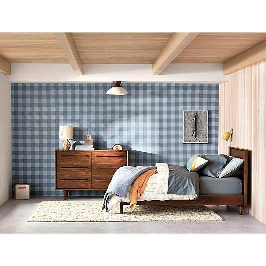 Tatum 52" Walnut Mid-Century Kids Wood 6-Drawer Wide Dresser