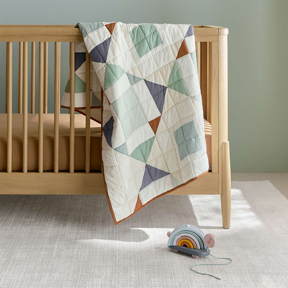 Heritage Blue Organic Cotton Baby Crib Quilt Reviews Crate