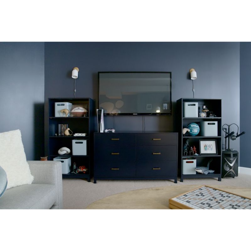 Parke Navy Blue Wood 6-Drawer Kids Dresser