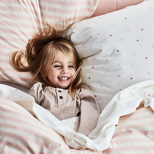 Comfy Tee Pink Stripe Organic Cotton Jersey Kids Duvet Bedding Set