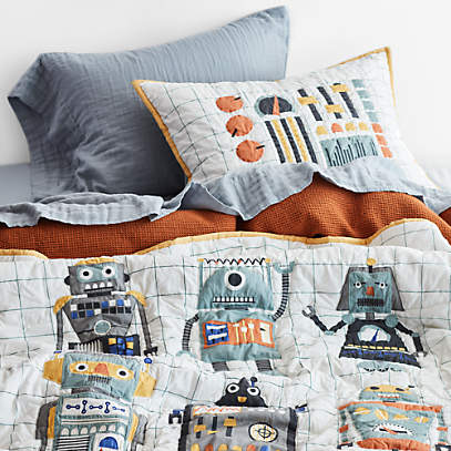 Kids Modern Trucks Organic Cotton Quilt Bedding Set Crate Kids
