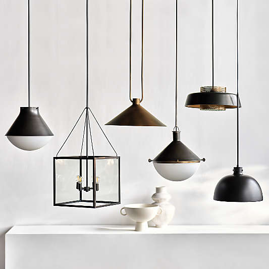 Dakota Black Pendant Light with Large Black Dome