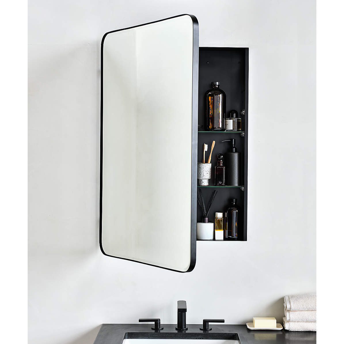 Cb2 black sales medicine cabinet