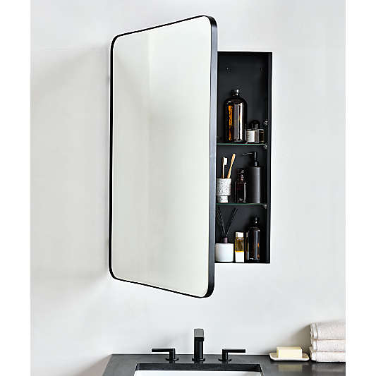 Edge Large Black Rounded Rectangle Medicine Cabinet 25.5"x36"