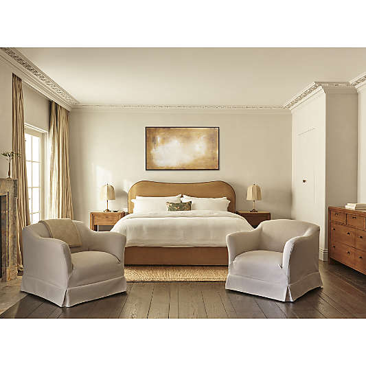 Caldwell Camel Brown Oak Wood Upholstered Storage Bed by Jake Arnold