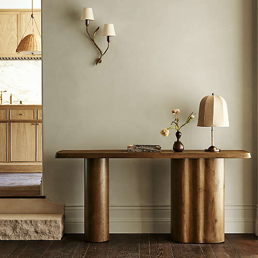 Allegra Rattan and Linen Dome Table Lamp by Jake Arnold 20.7"