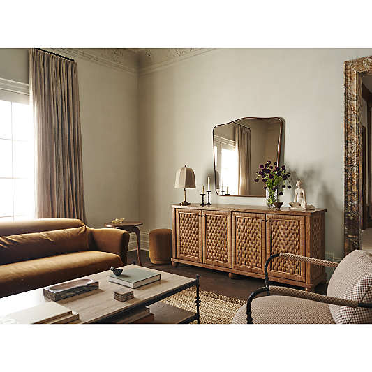 Briars Brown Suede Border Mantel Mirror by Jake Arnold 41"