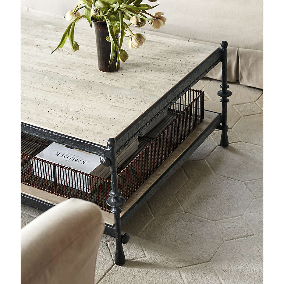 Crate and barrel travertine coffee shop table