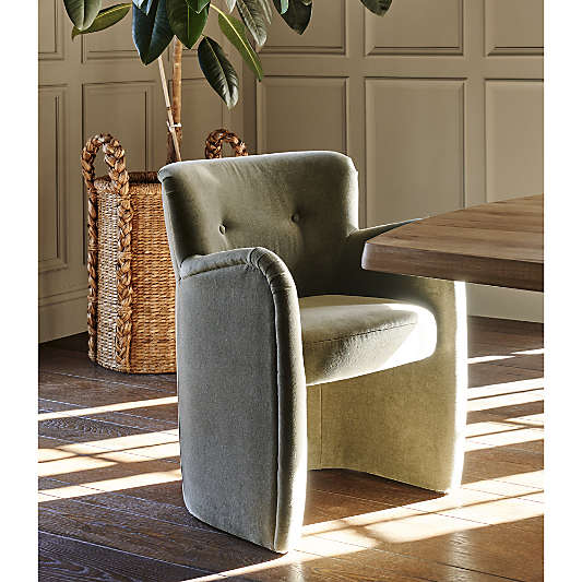 Broome Upholstered Olive Green Dining Chair by Jake Arnold