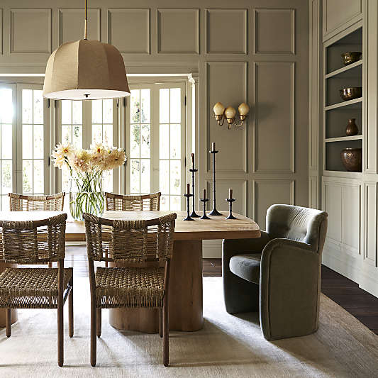 Allegra Rattan and Linen Dome Pendant Light by Jake Arnold
