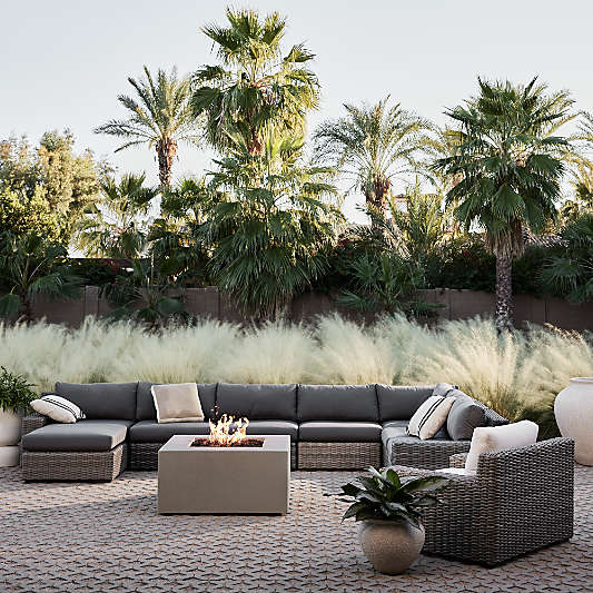 Abaco 3-Piece L-Shaped All-Weather Wicker Outdoor Sectional Sofa with Canvas Charcoal Sunbrella ® Cushions