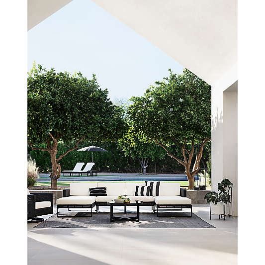 Dune 68" Black Outdoor Sofa with White Cushions