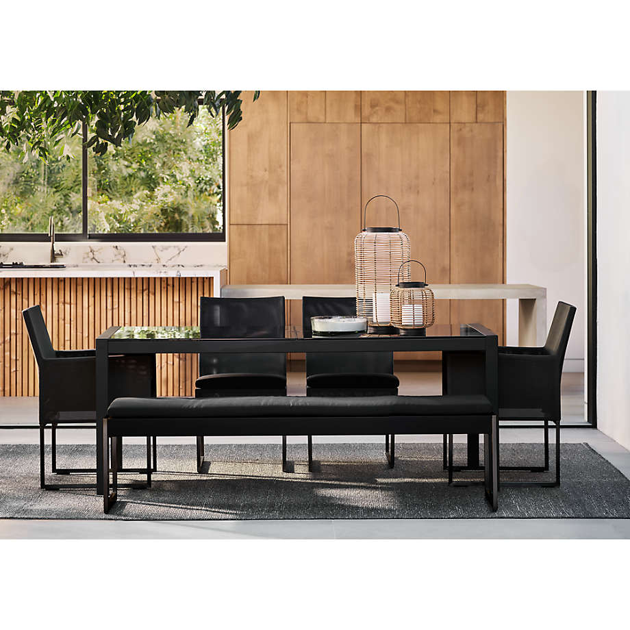 Black rectangle cheap outdoor dining table